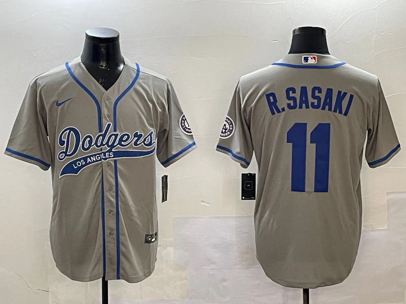 Men's Los Angeles Dodgers Roki Sasaki #11 Gray Player Jersey