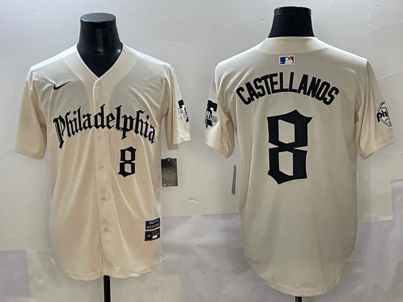 Men's Philadelphia Phillies Nick Castellanos #8 Cream Limited Player Jersey