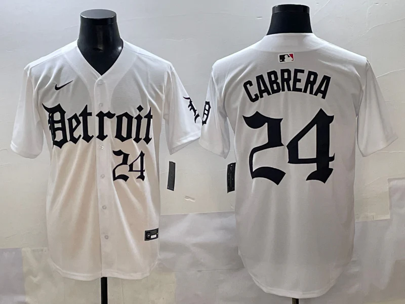 Men's Detroit Tigers Miguel Cabrera #24 White Game Jersey