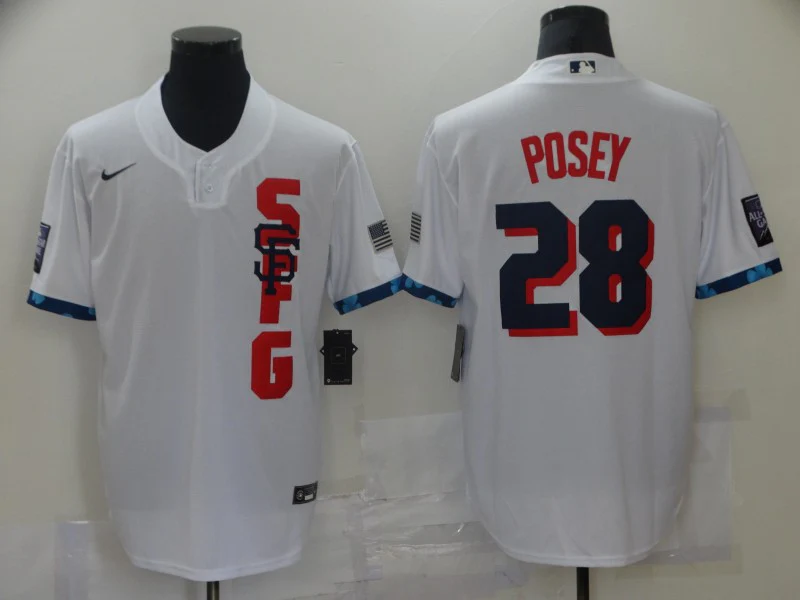 Men's San Francisco Giants Buster Posey #28 White All Star Baseball Jersey
