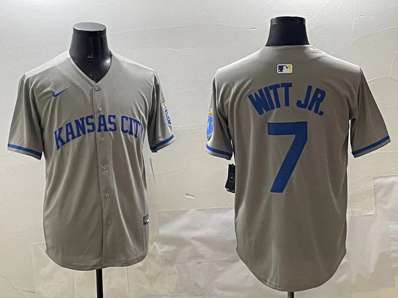 Men's Kansas City Royals Bobby Witt Jr. #7 Gray Limited Player Jersey