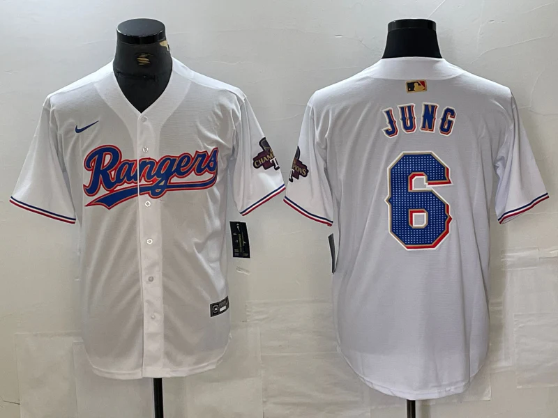 Men's Texas Rangers Josh Jung #6 White 2024 Gold Collection Limited Player Jersey