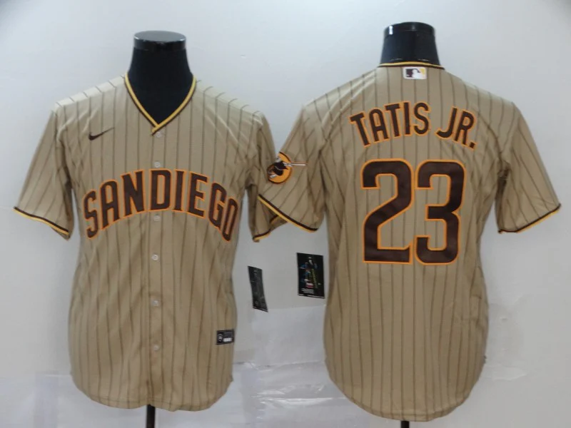 Men's San Diego Padres Fernando Tatis Jr. #23 Stitched Khaki Jersey