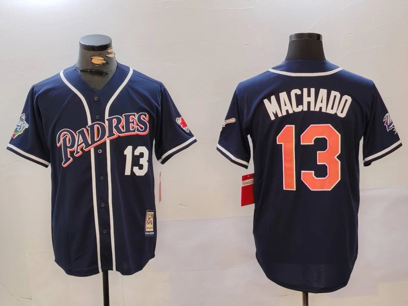 Men's San Diego Padres Manny Machado #13 Navy Replica Player Jersey