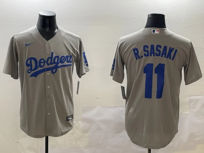 Men's Los Angeles Dodgers Roki Sasaki #11 Gray Replica Game Jersey