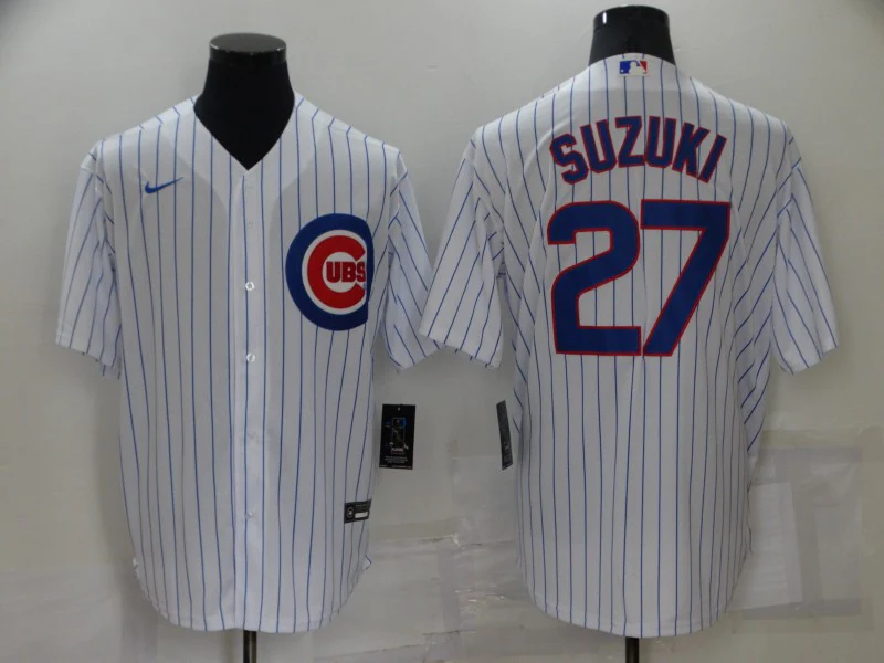 Men's Chicago Cubs Seiya Suzuki #27 White Replica Baseball Jersey