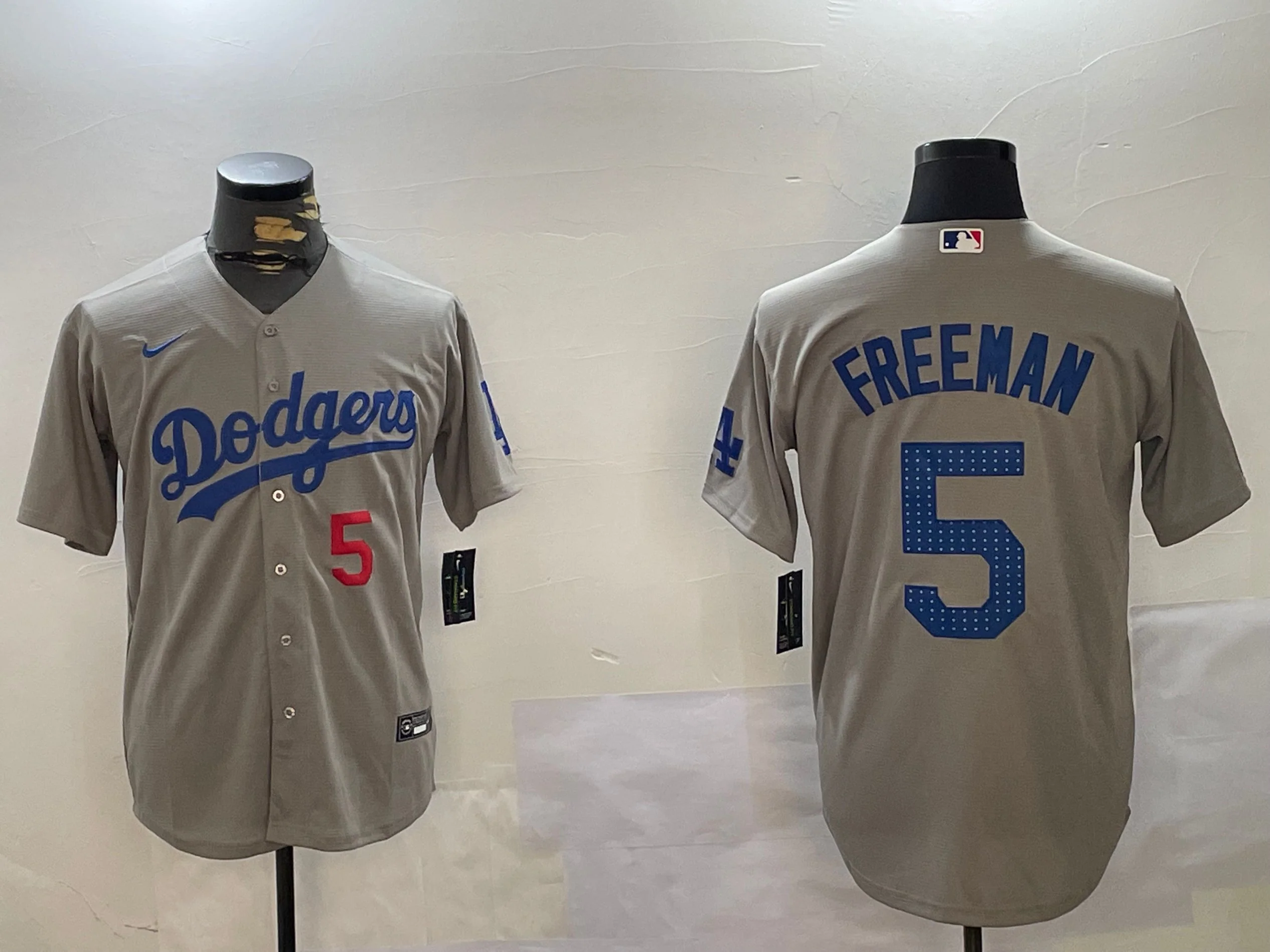 Men's Los Angeles Dodgers Freddie Freeman #5 Gray Team Game Jersey