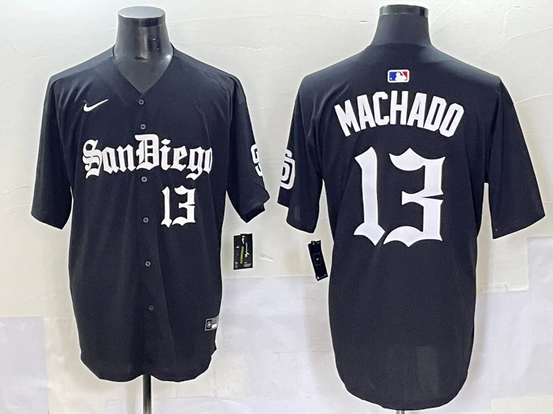 Men's San Diego Padres Manny Machado #13 Black Game Player Jersey