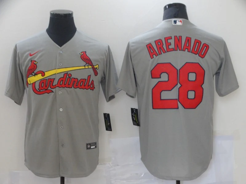 Men's St. Louis Cardinals Nolan Arenado #28 Gray Replica Baseball Jersey