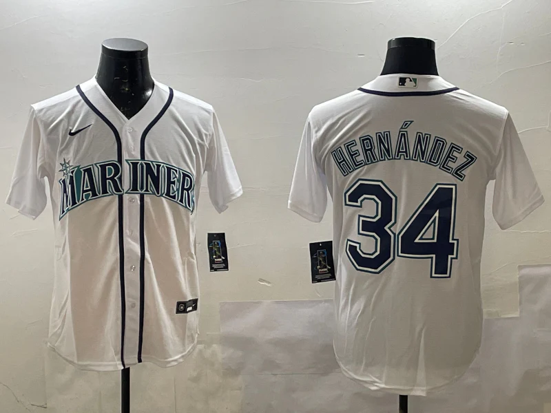 Men's Seattle Mariners Felix Hernandez #34 White Home Replica Player Jersey