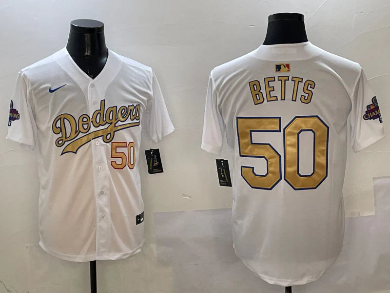 Men's Los Angeles Dodgers Mookie Betts #50 White 2025 Gold Collection Limited Jersey