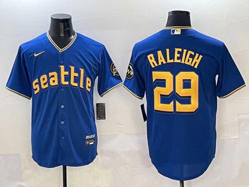 Men's Seattle Mariners Cal Raleigh #29 Blue City Connect Limited Player Jersey