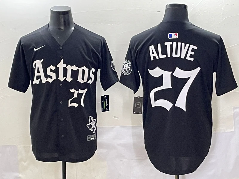 Men's Houston Astros Jose Altuve #27 Black Team Player Jersey