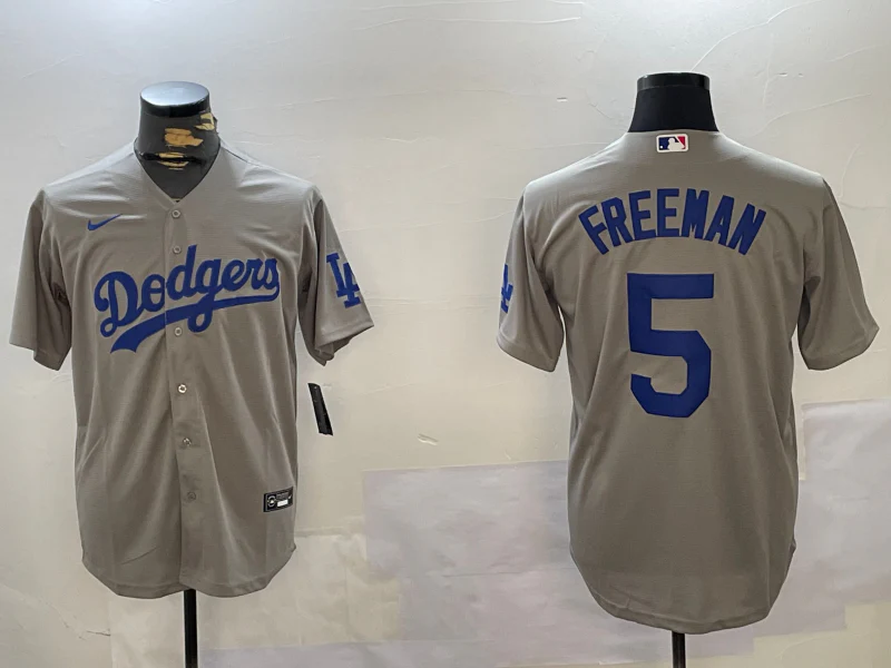 Men's Los Angeles Dodgers Freddie Freeman #5 Gray Game Player Jersey