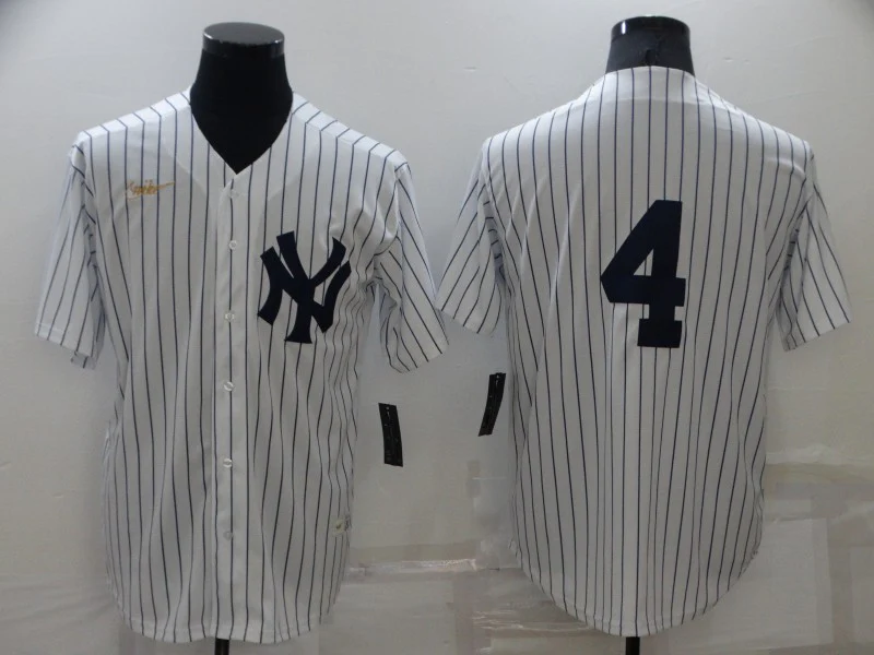 Men's New York Yankees Lou Gehrig #4 White Home Replica Player Name Jersey