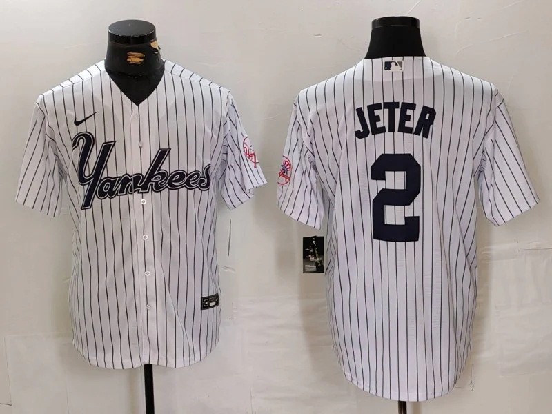 Men's New York Yankees Derek Jeter White Replica Player Jersey