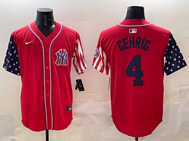 Men's New York Yankees Lou Gehrig #4 Red Limited Player Jersey