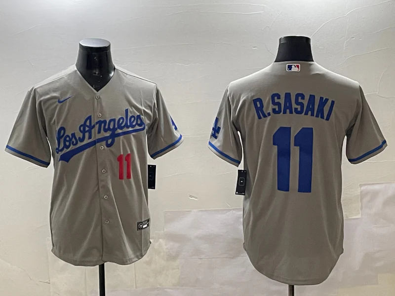 Men's Los Angeles Dodgers Roki Sasaki #11 Gray Alternate Replica Player Jersey
