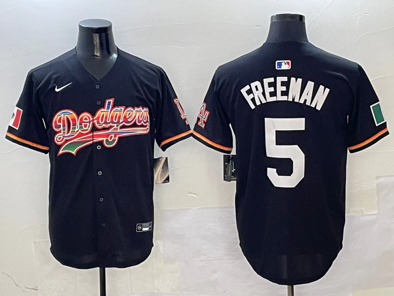 Men's Los Angeles Dodgers Freddie Freeman #5 Black Team Game Jersey