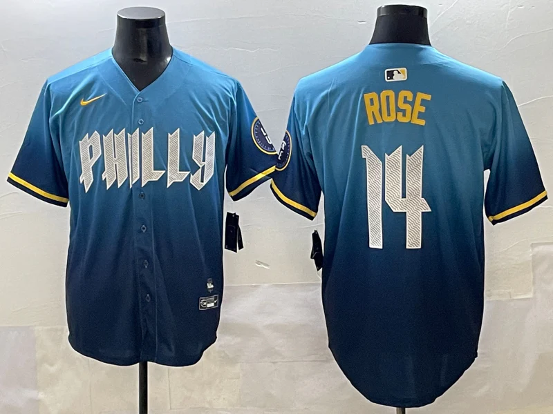 Men's Philadelphia Phillies Pete Rose #14 Blue City Connect Limited Player Jersey