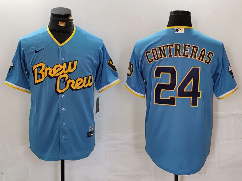 Men's Milwaukee Brewers William Contreras #24 Powder Blue City Connect Limited Player Jersey