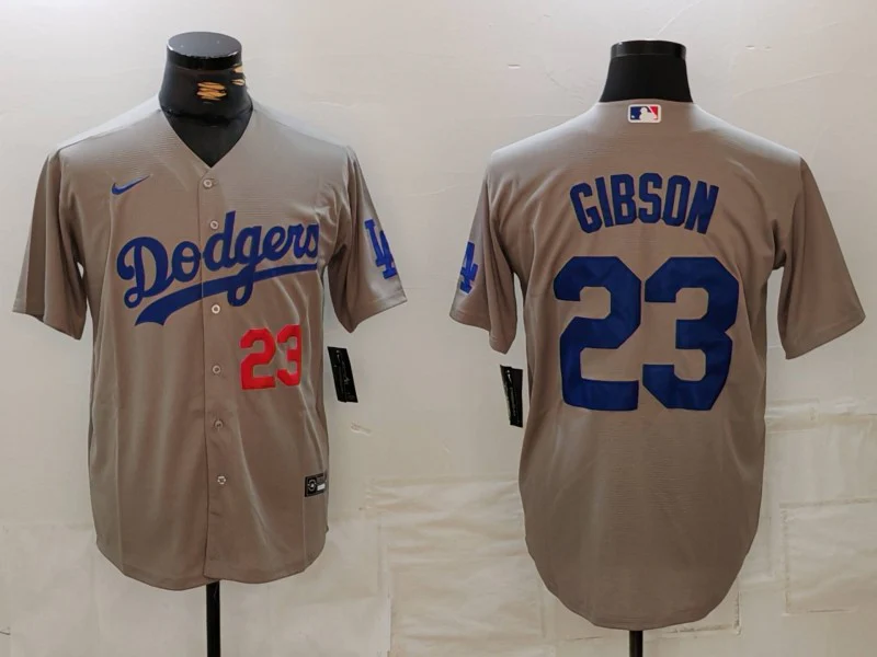 Men's Los Angeles Dodgers Kirk Gibson #23 Gray Limited Player Jersey