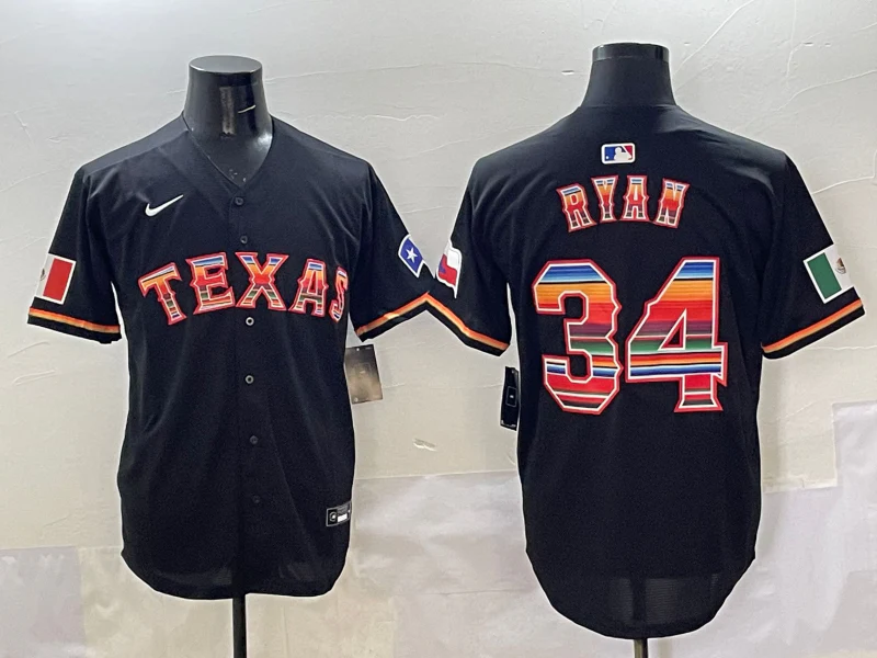 Men's Texas Rangers Nolan Ryan #34 Black Replica Player Jersey