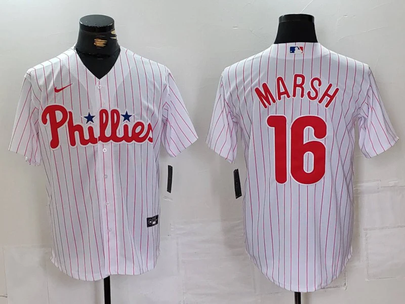 Men's Philadelphia Phillies Brandon Marsh #16 White Replica Player Jersey