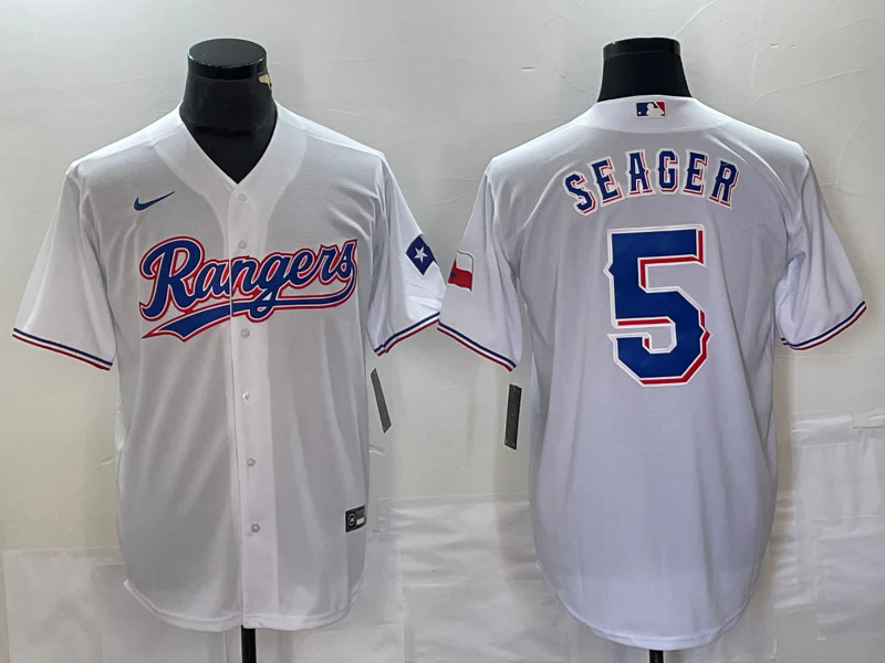 Men's Texas Rangers Corey Seager #5 White Replica Baseball Jersey