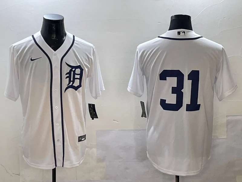 Men's Detroit Tigers Riley Greene #31 White Player Jersey