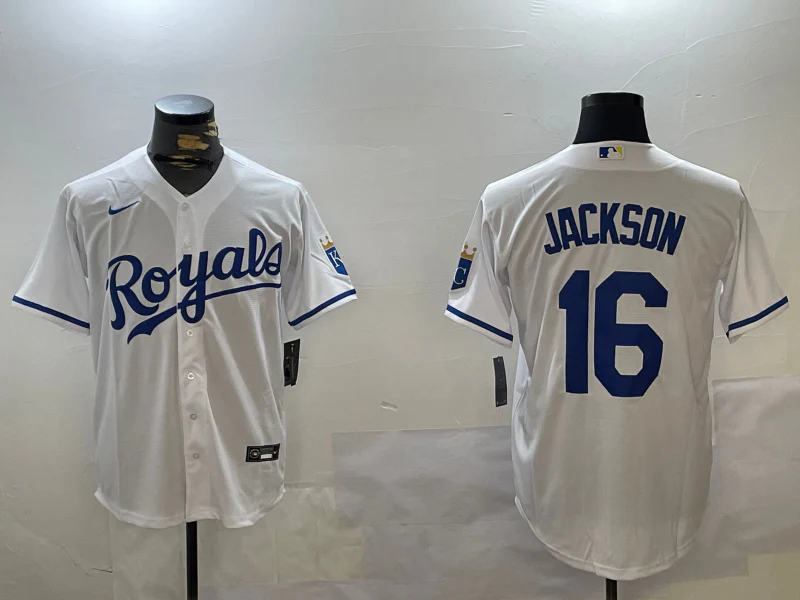 Men's Kansas City Royals Bo Jackson #16 White Home Replica Player Jersey