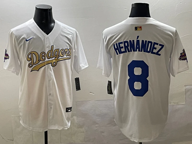 Men's Los Angeles Dodgers Enrique Hernandez #8 White Player Game Jersey