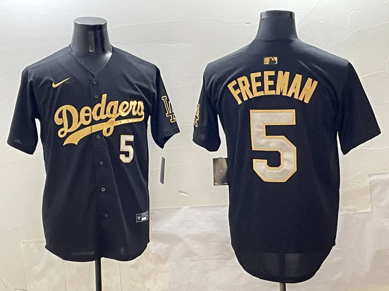Men's Los Angeles Dodgers Freddie Freeman #5 Black Team Player Jersey