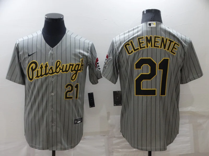 Men's Pittsburgh Pirates Roberto Clemente #21 Gray Authentic Game Jersey
