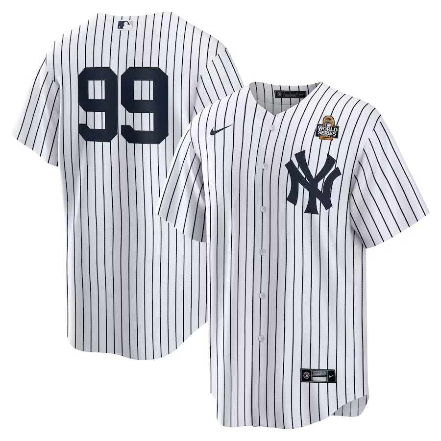 Men's New York Yankees Aaron Judge #99 White 2024 World Series Home Replica Player Jersey