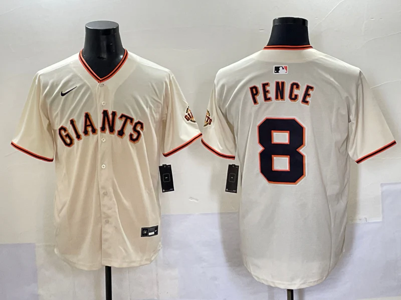 Men's San Francisco Giants Hunter Pence #8 Cream Home Replica Player Jersey