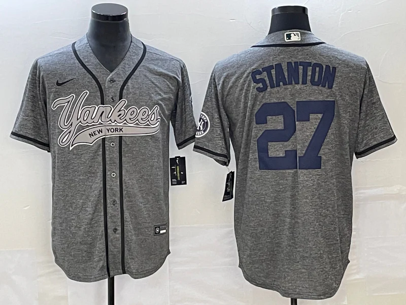 Men's New York Yankees Giancarlo Stanton #27 Gray Game Jersey Joint Edition
