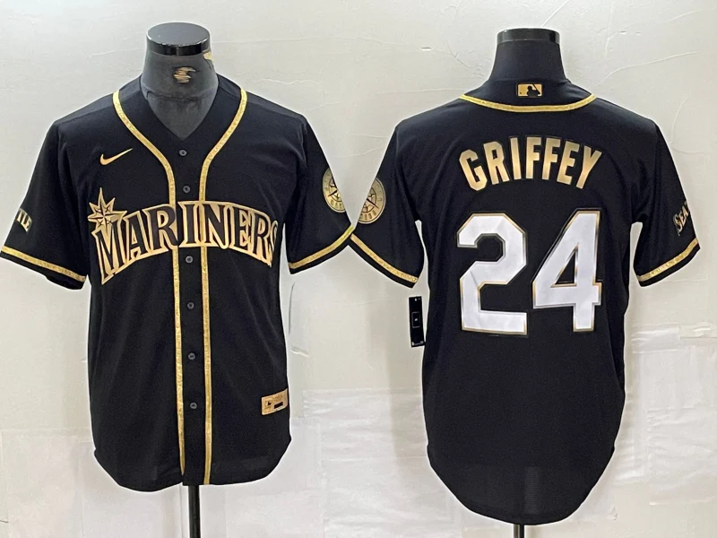 Men's Seattle Mariners Ken Griffey Jr. #24 Black Authentic Player Jersey